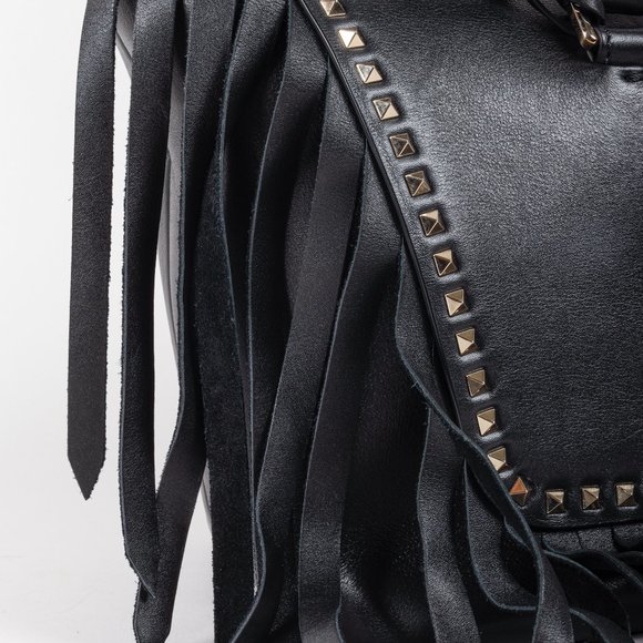 Valentino Black Demilune Rockstud Flap Satchel - Picture 10 of 16